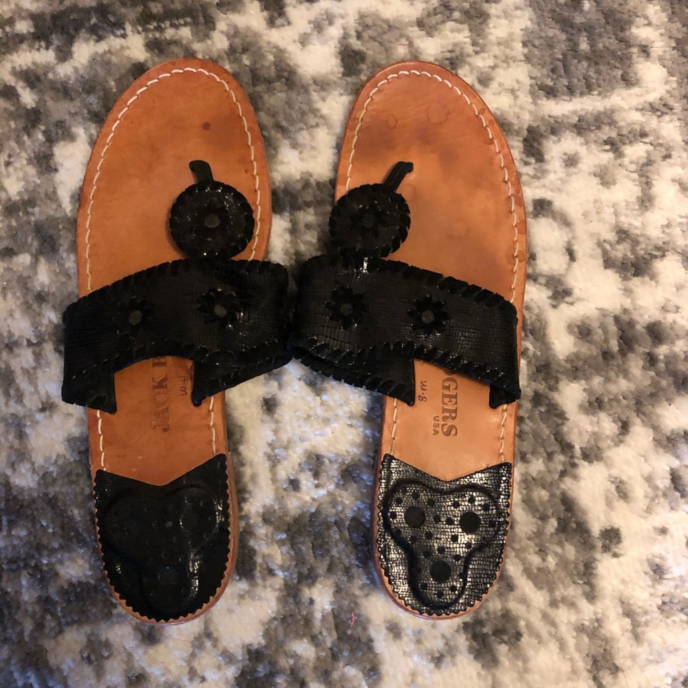 Jack Rogers flip flops black sz 8